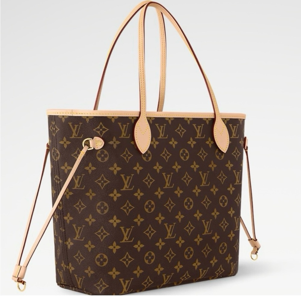 Louis Vuitton Monogram Neverfull Canvas Tote with Tan Leather Trim and Pouch